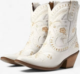 Geborduurde westernlaarzen met dikke hak, cowgirlstijl  