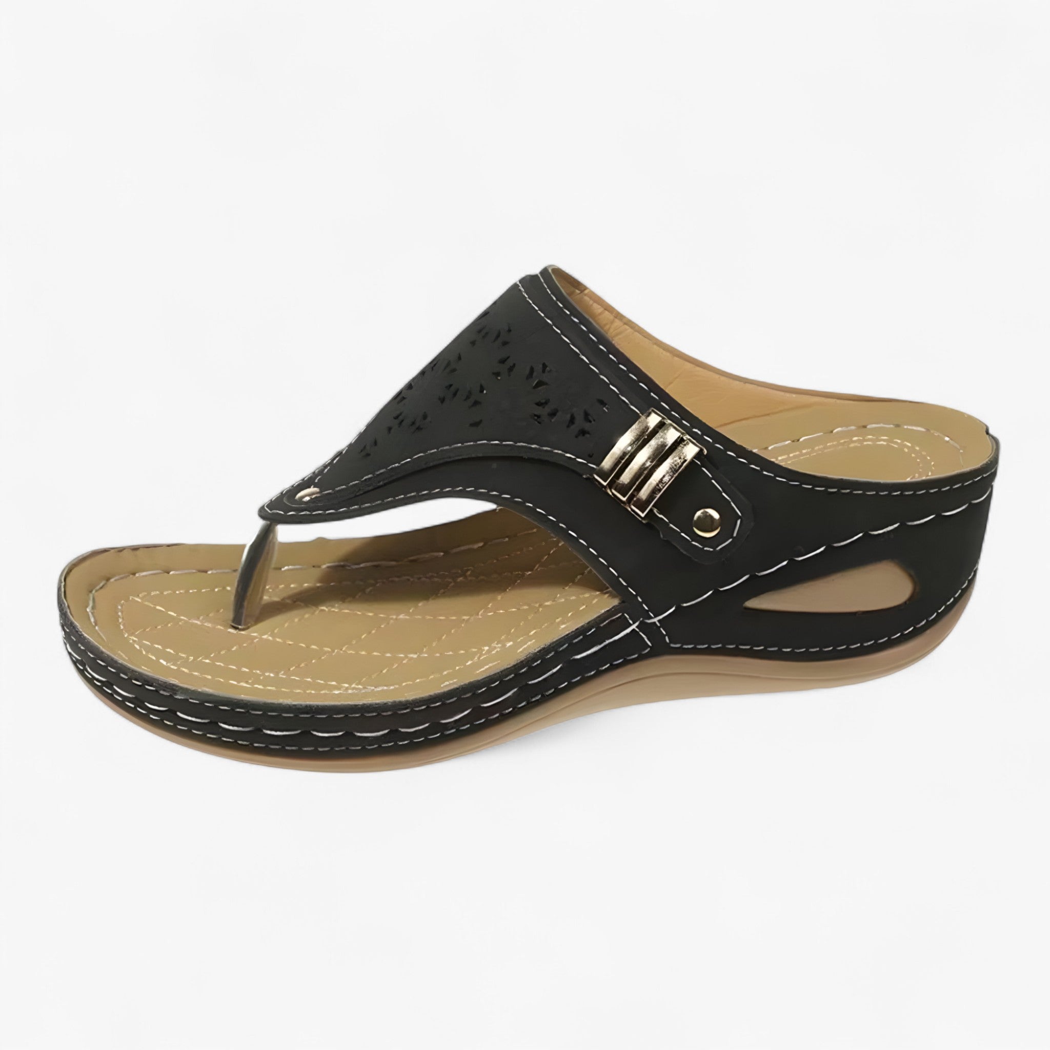 Sandali Ortopedici con Zeppa Donna - Nero - donna ortopedici sandalen sandali sandali ortopedici sandals schoenen zeppa - Concept Palermo