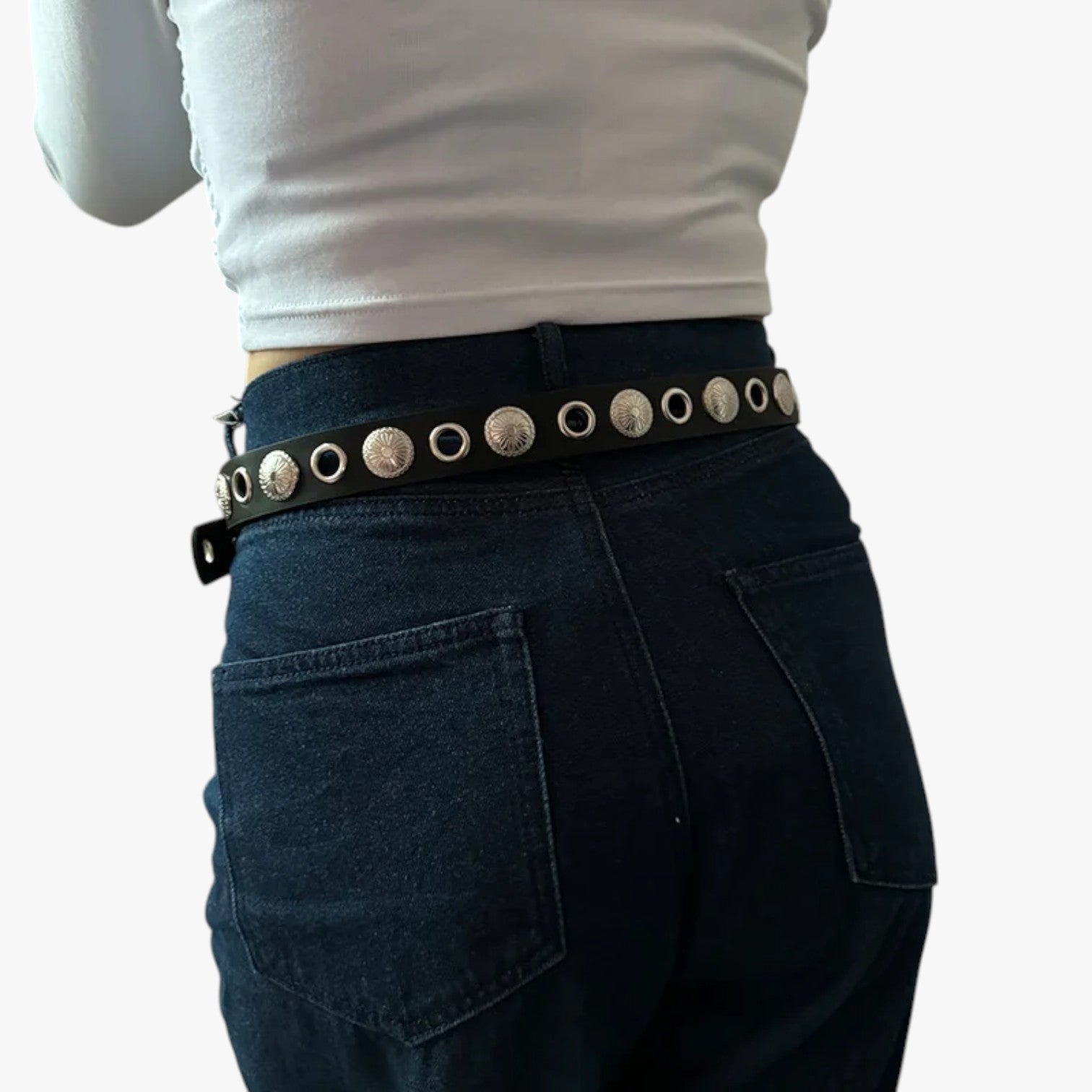 Cintura Unisex Punk Borchiata in Vera Pelle Nera - Stile Rock Goth - - Belts borchie cintura cintura punk pelle punk unisex waist belt for women Womens belt - Concept Palermo