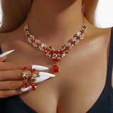 Set rode kristalsieraden voor bruiloften en feesten Dames