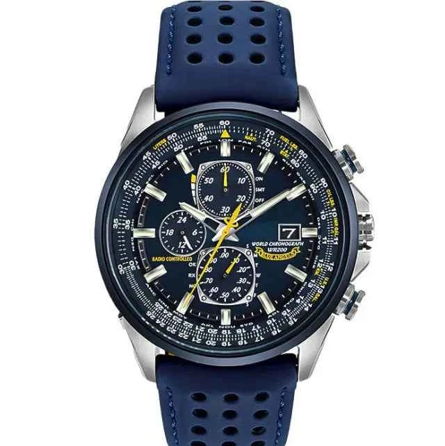 Orologio cronografo da uomo MultiSteel, cinturino in pelle, elegante e preciso - Cintura blu a 3 bottoni - chronographe cross-from-marche-lino-15830596813149 cuir montre multisteel multisteel montre New-google overig - Concept Palermo