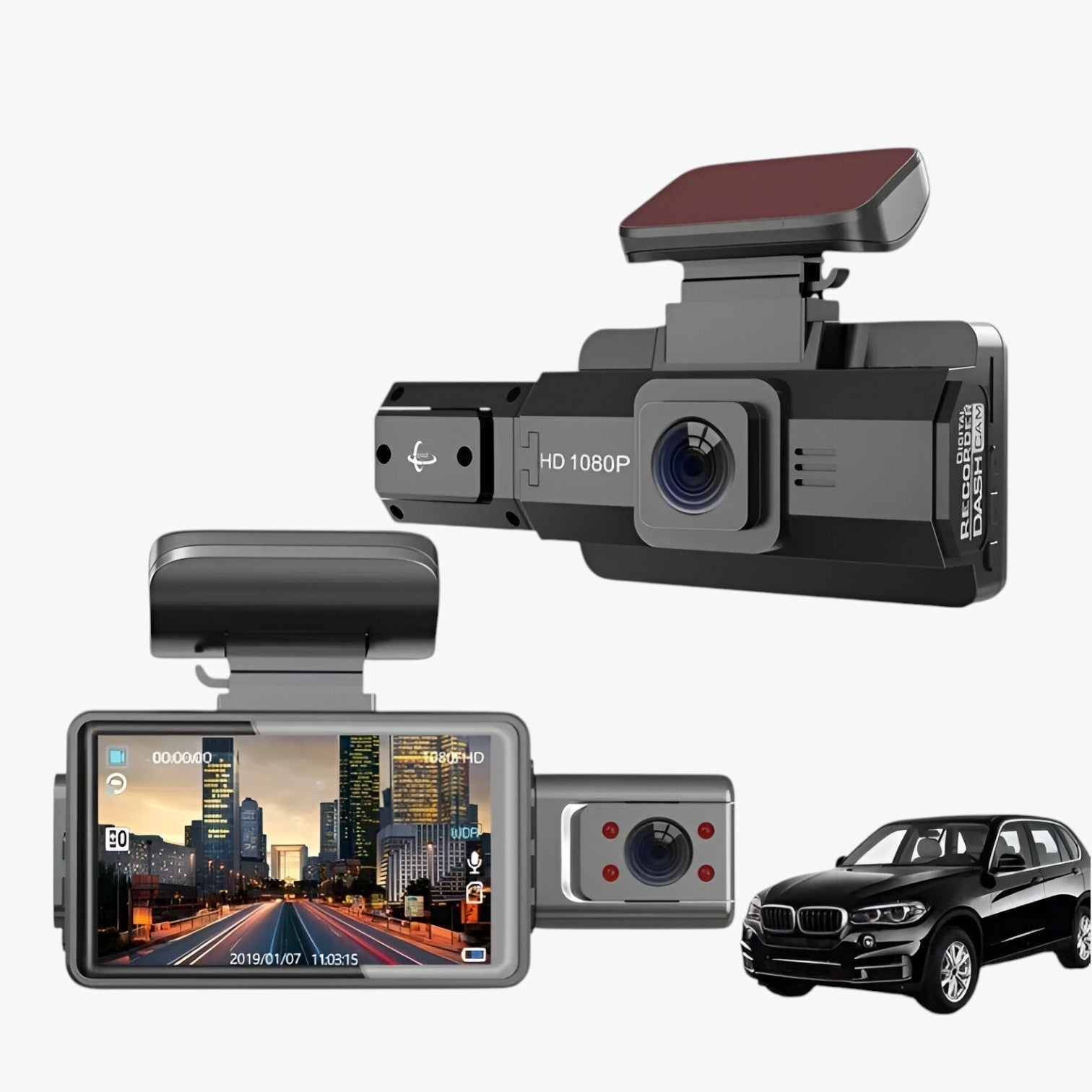 Dashcam con obiettivo triplo – 1080P HD e visione notturna Uomo - - camera dashcam dashcam obiettivo gadget gadgets notturna obiettivo triplo uomo visione - Concept Palermo