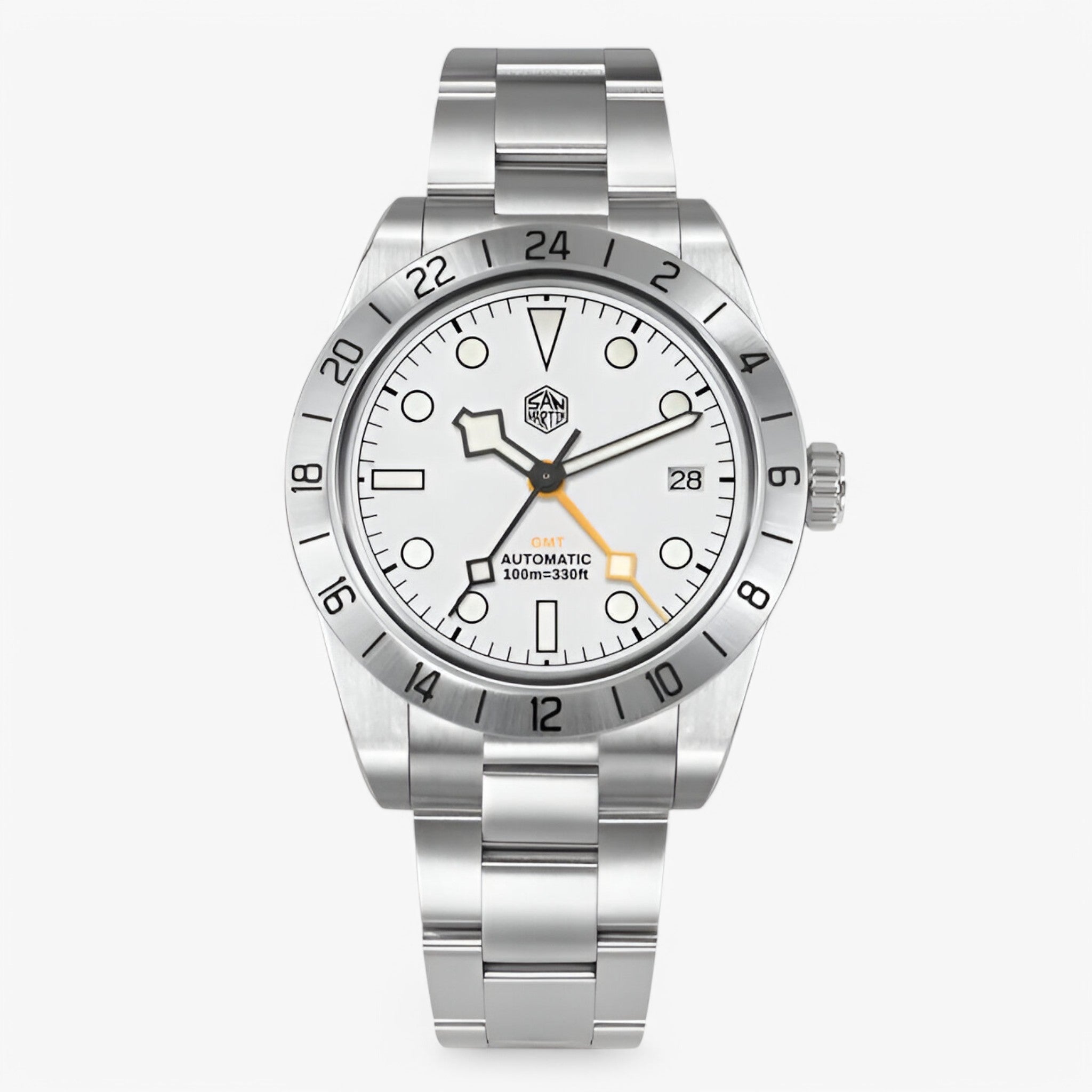Orologio Automatico GMT Uomo in Acciaio Inox, Sportivo ed Elegante - White - accessoires acciaio auto automatico horloges orologio orologio sportivo sport sportivo uomo watches - Concept Palermo