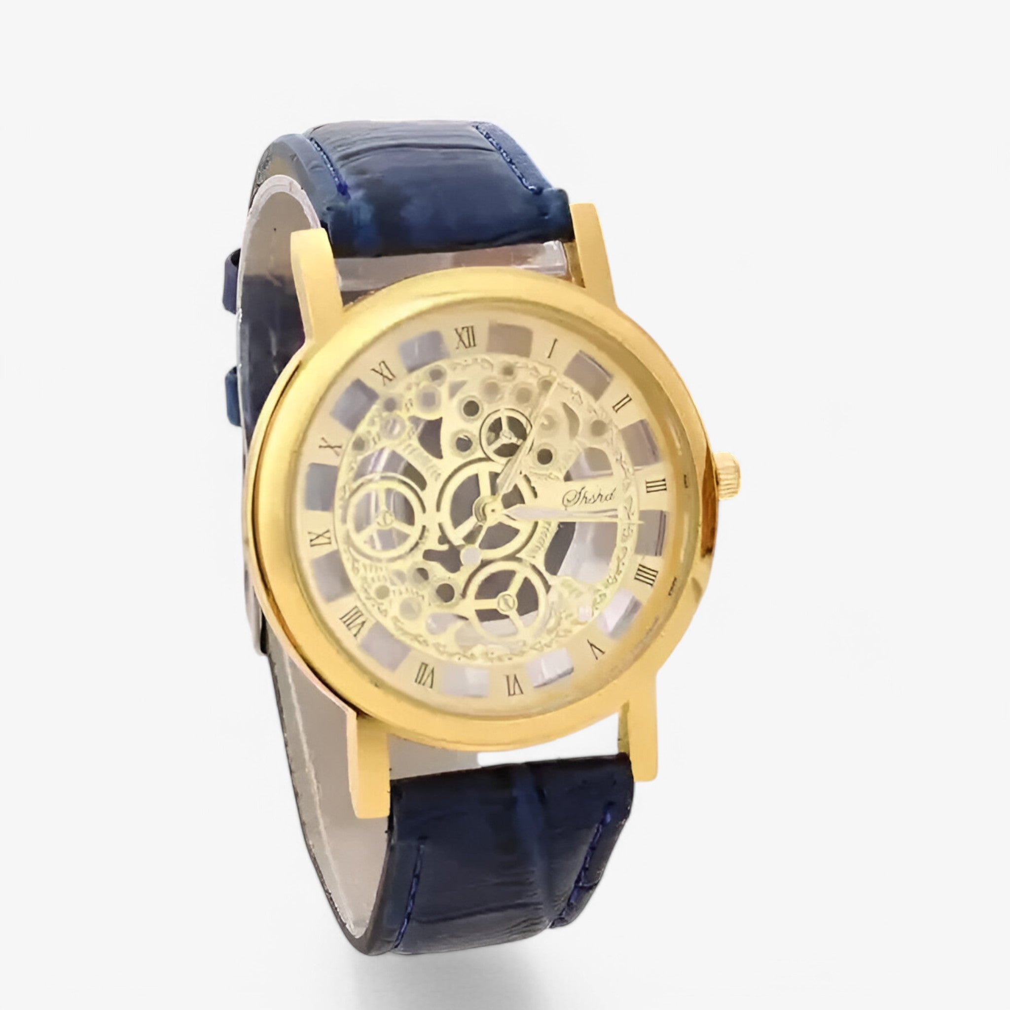 Orologio al quarzo con cinturino in pelle e quadrante romano - blu oro - accessoires cinturino horloges orologio orologio quarzo pelle quadrante quarzo romano watches - Concept Palermo