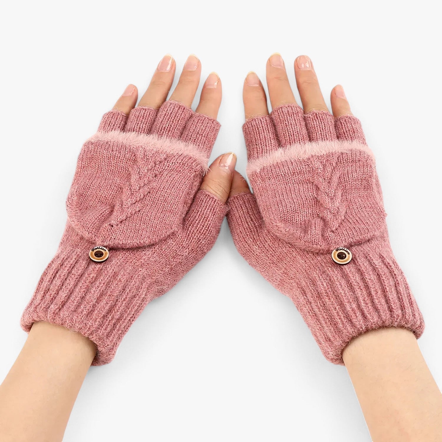 Guanti da donna in maglia spessa e pieghettata, per il freddo - Rosa scuro Taglia unica - donna freddo gloves & mittens guanti guanti donna maglia pieghettata spessa - Concept Palermo