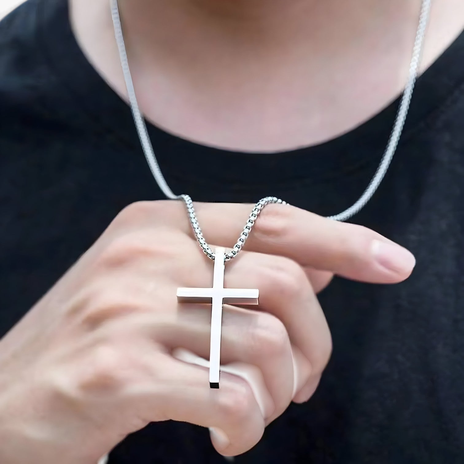 Ciondolo in Croce d'Argento – Cool & Senza Tempo in Acciaio Inossidabile Lana - - acciaio ciondolo ciondolo croce cool croce inossidabile jewelry lana necklace for men NECKLACES Stainless Steel Necklace - Concept Palermo