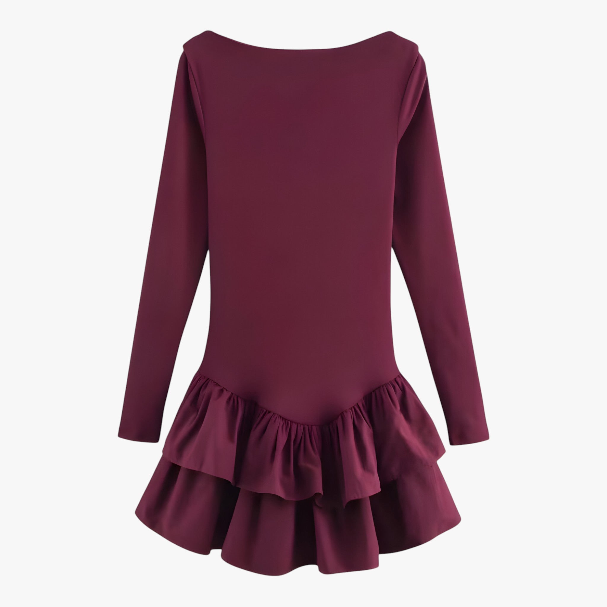 Mini abito a maniche lunghe - Tendenza e stile Donna - Borgogna - abito abito maniche donna dresses lunghe maniche stile tendenza - Concept Palermo