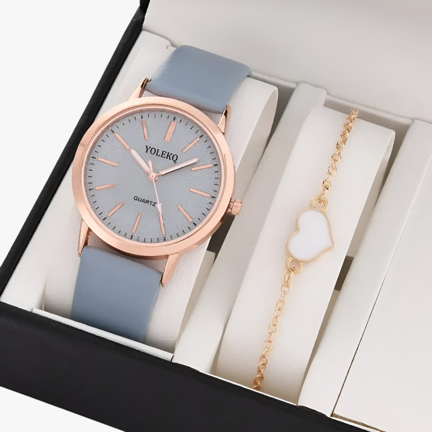 Set Eleganza Femminile 2 Orologi da Donna in Pelle e Bracciale, Stile Lusso al Polso - SKY BLUE - bracciale donna eleganza eleganza femminile female watch femminile ladies watch orologi pelle polso watch watch for women watches wrist watches for women - Concept Palermo