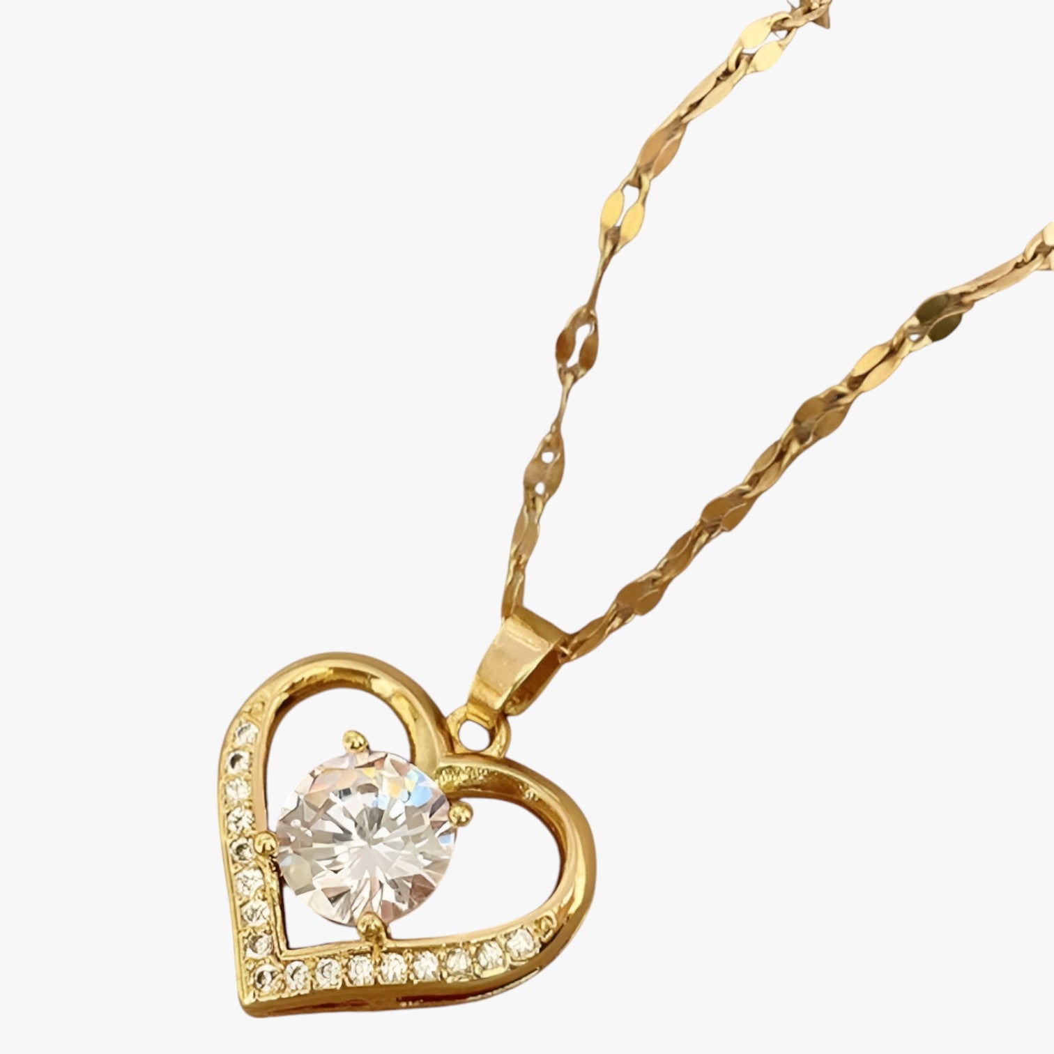 Collana Cuore con Gemme Eleganza Femminile e Comfort Dorato Silicone - - collana collana cuore comfort cuore elegant womens necklaces eleganza femminile gemme jewelry necklace NECKLACES Necklaces for Women - Concept Palermo