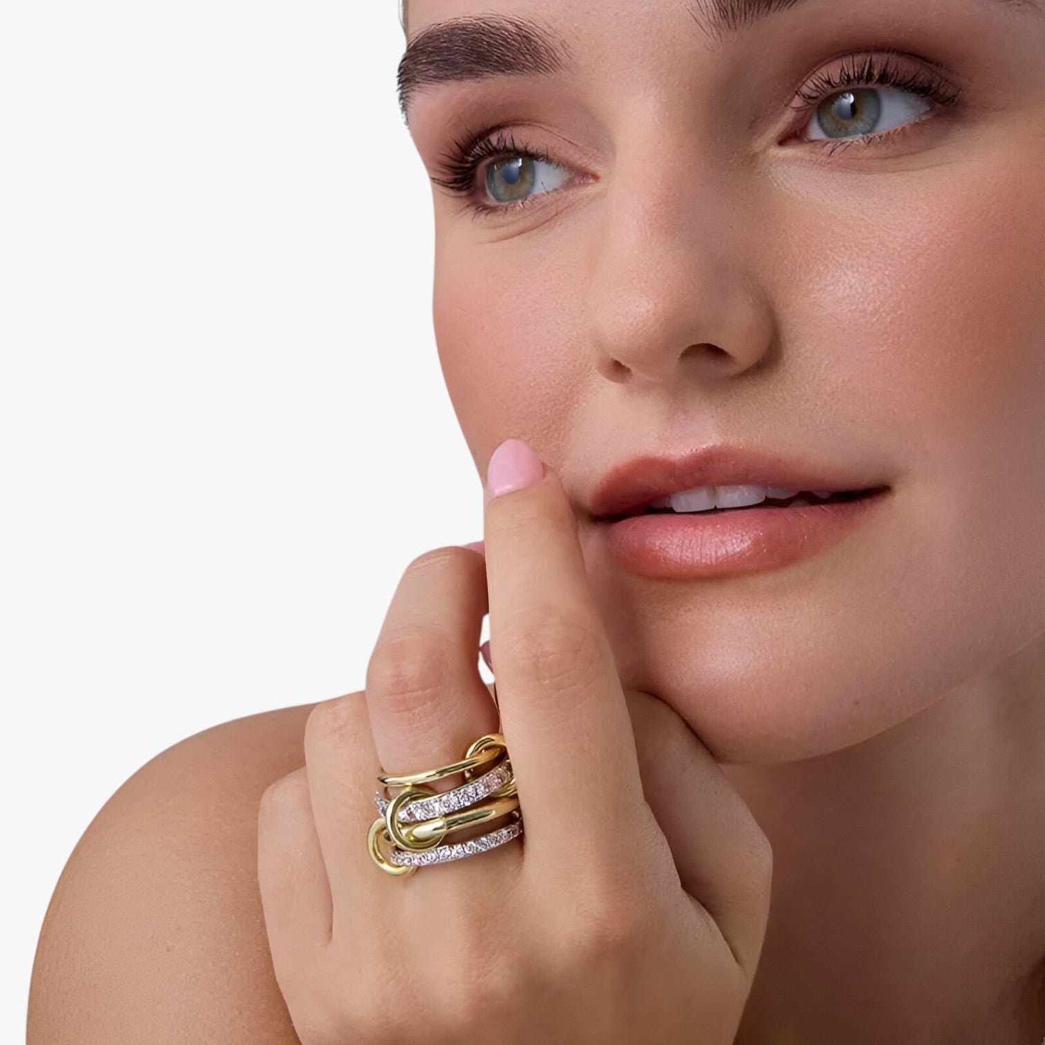 Anello Impilabile Donna Oro 18K con Zirconi Bianchi - Fede Sottile Elegante - - cubic donna gold stacked jewelry Ring rings stacked uomo with women ring womens ring - Concept Palermo