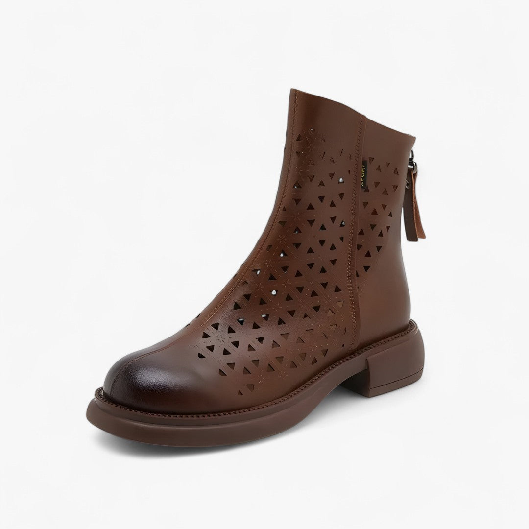 Stivali estivi con plateau traforati e cerniera posteriore - Marrone - cerniera estivi plateau posteriore shoes stivali stivali estivi summer shoes traforati - Concept Palermo