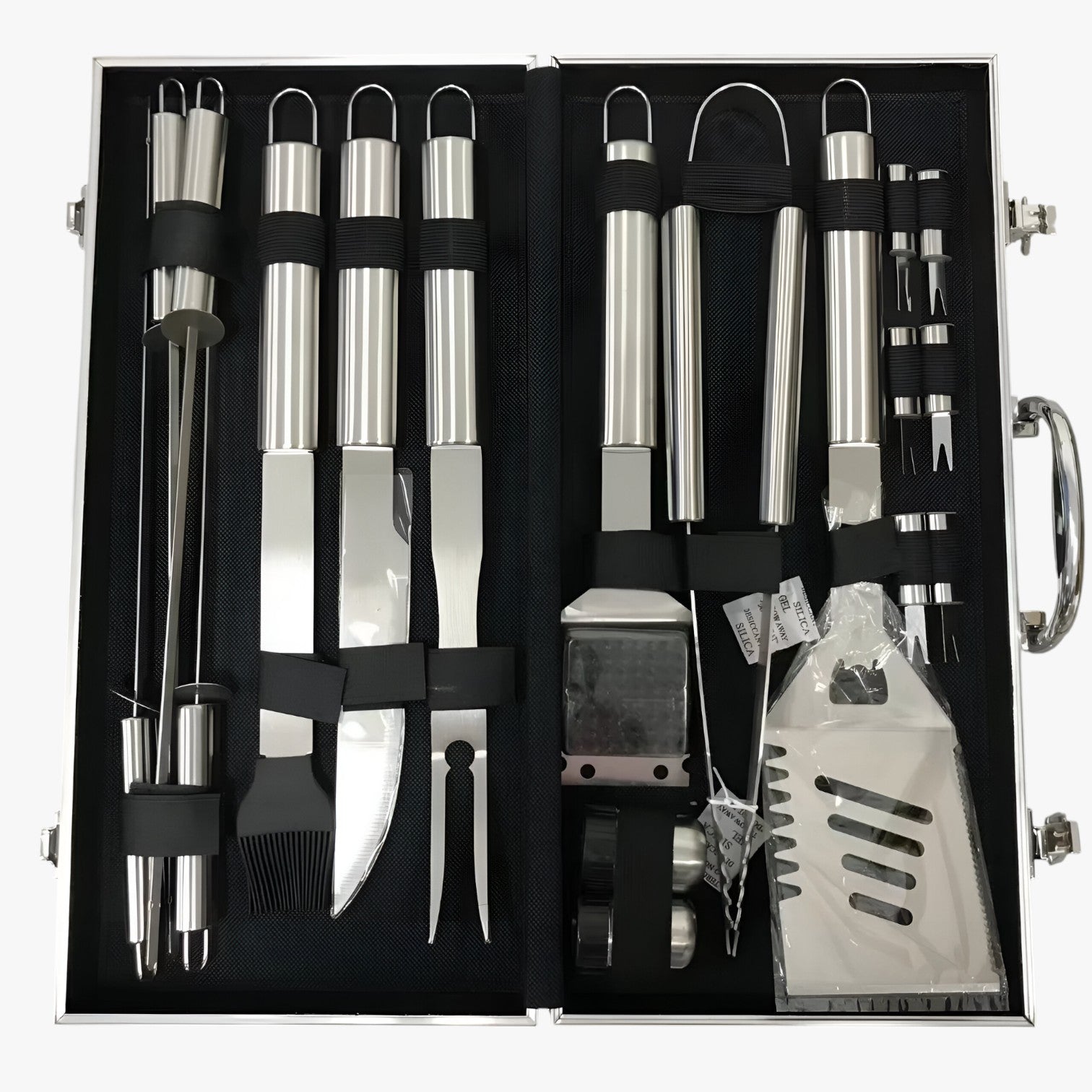 Set BBQ Portatile Completo in Acciaio Inox con Utensili - Ideale per Campeggio e Giardino - Set da 18 pezzi - completo completo ultimo Kitchen kitchen & dining kitchen tools portatile sostenibile ultimo uomo - Concept Palermo