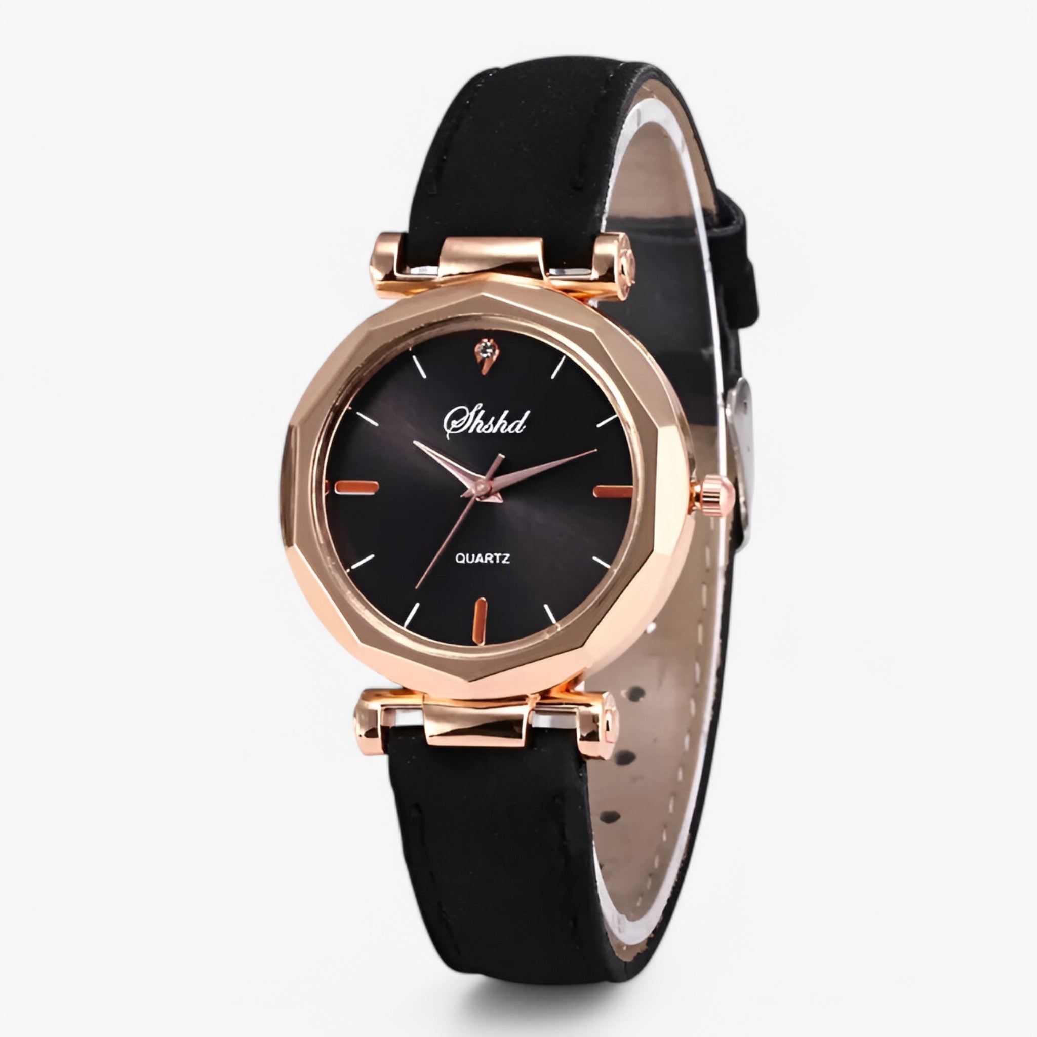 Orologio da donna in pelle con cristalli e movimento al quarzo - Nera - cristalli donna female watch movimento orologio orologio donna pelle quarzo watch for women watches - Concept Palermo