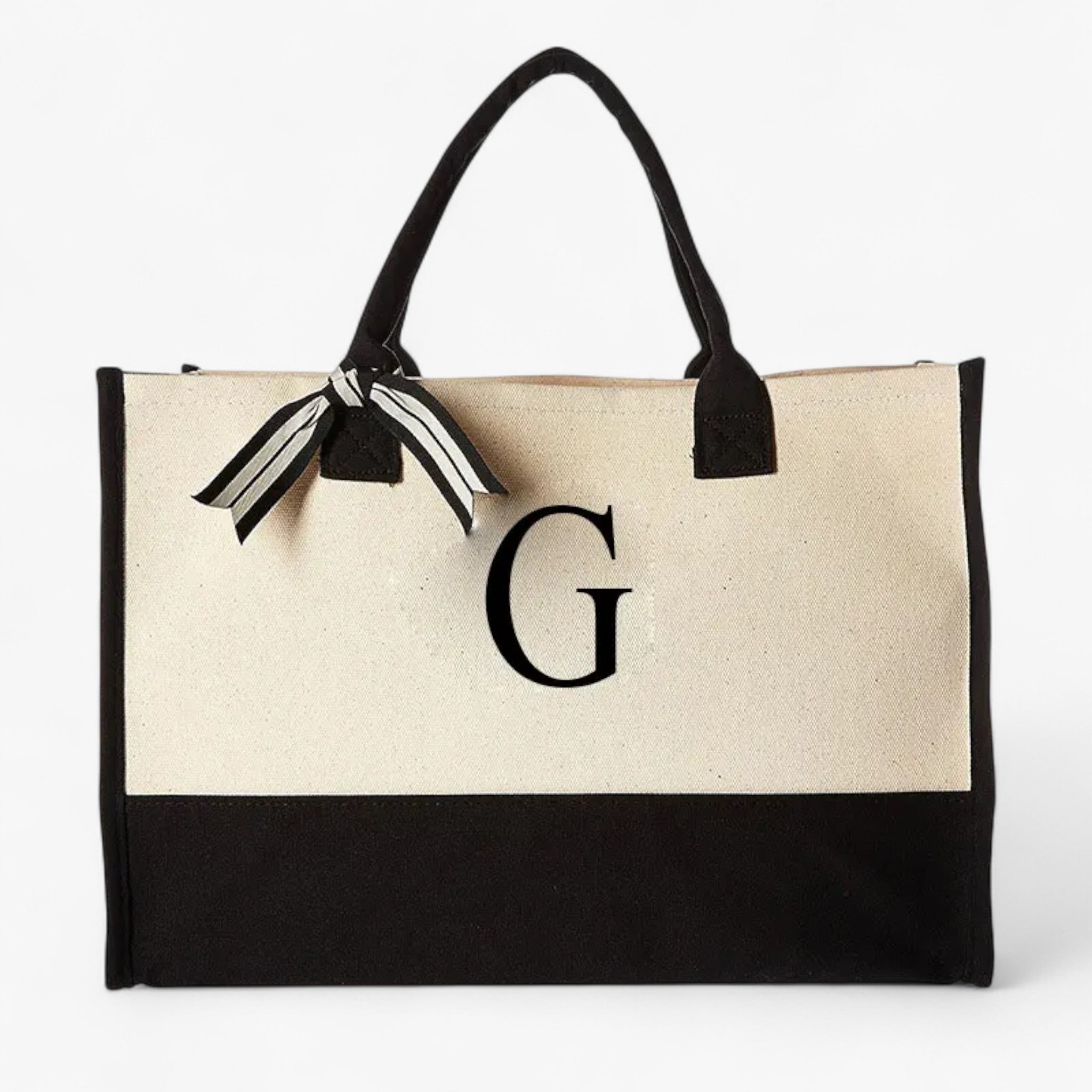 Borsa Tote Donna Grande in Tela Personalizzata con Iniziali - Elegante e Resistente - G - Bags borsa borsa tote donna handbags personalizzata tote tote bags Women's handbags - Concept Palermo