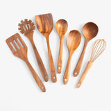 Set de utensilios de cocina de madera de 7 piezas - natural, sostenible y antiadherente para hombre