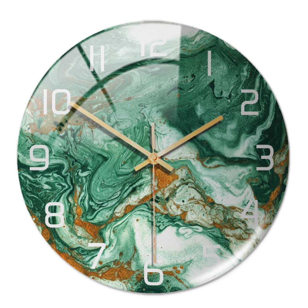 Orologio da Parete Silenzioso Ø30cm, Effetto Marmo Bianco Lusso Moderno per Soggiorno/Ufficio - Verde - clocks marmo orologio orologio marmo tempo wall clocks - Concept Palermo