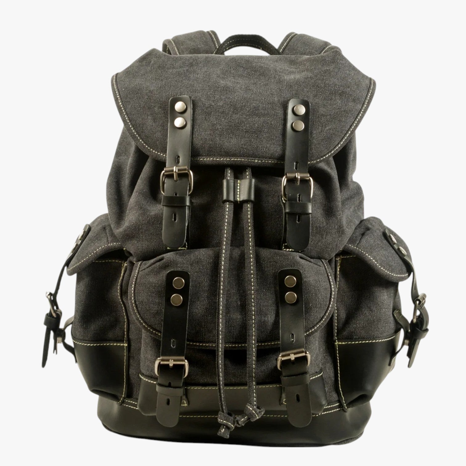 Zaino Escursionismo Tela e Pelle a Grande Capacità Uomo - Grigio scuro - bag Bags bags for men capacità escursionismo mens bag pelle tela uomo zaino zaino escursionismo - Concept Palermo