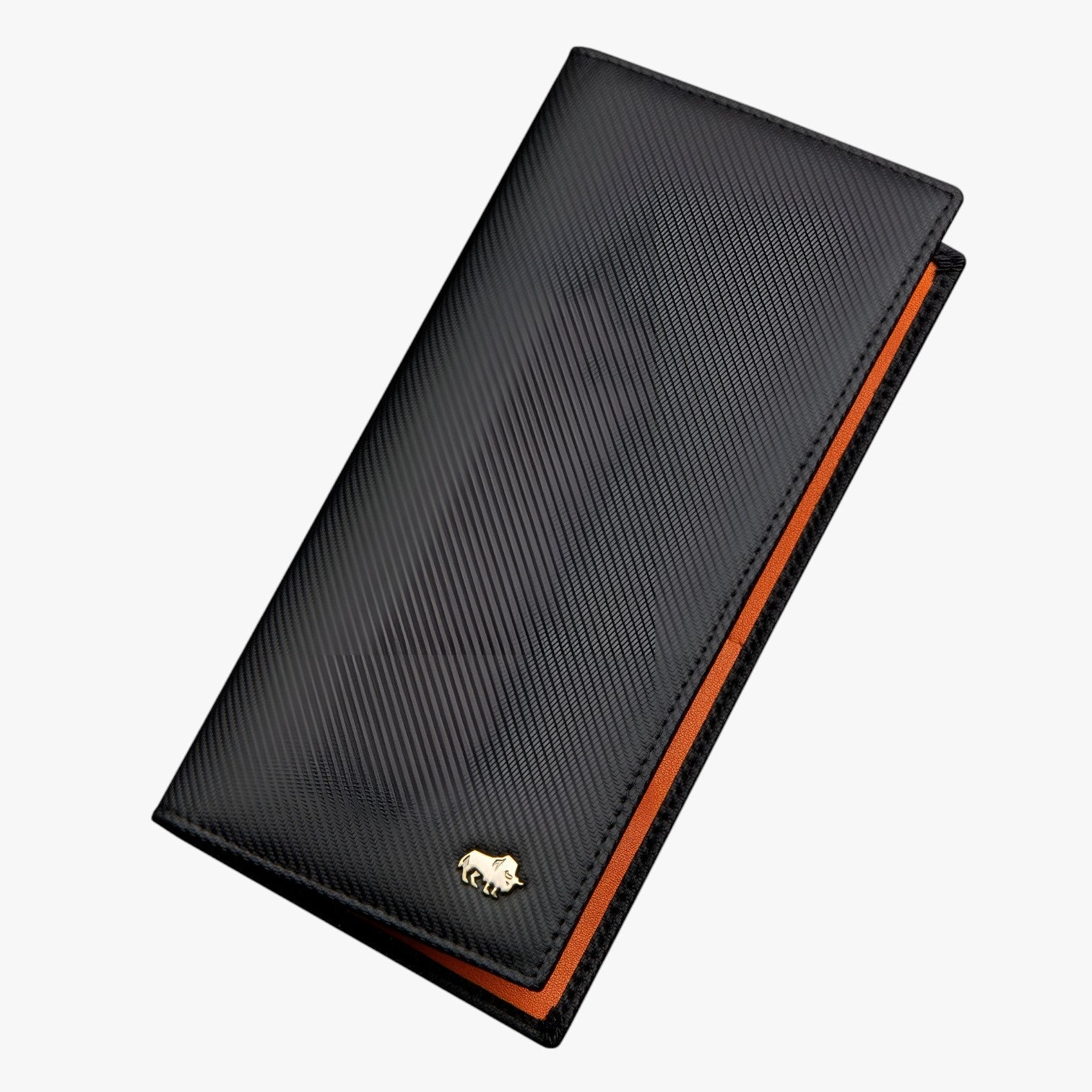 Portafoglio Aziendale In Pelle Sottile - Nero Arancio Carbonio - aziendale mens accessory mens wallet pelle portafoglio portafoglio aziendale sottile wallet wallets - Concept Palermo