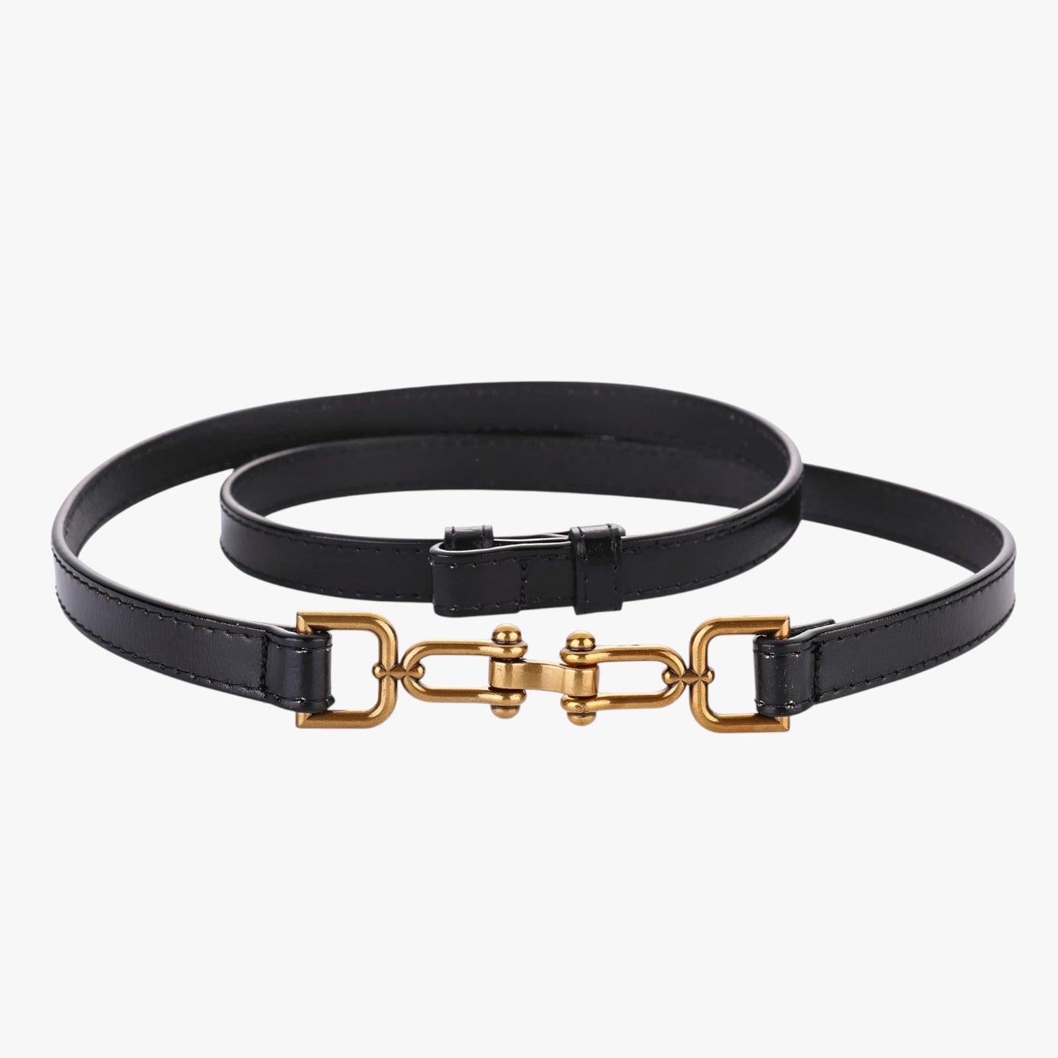 Cintura Sottile in Vera Pelle Nera da Donna Stile Coreano Elegante - Nero 97cm CINA - Belts cintura cintura sottile coreano pelle sottile stile waist belt for women Womens belt - Concept Palermo