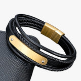 MKENDN gepersonaliseerde leren armband met naam of letter van staal