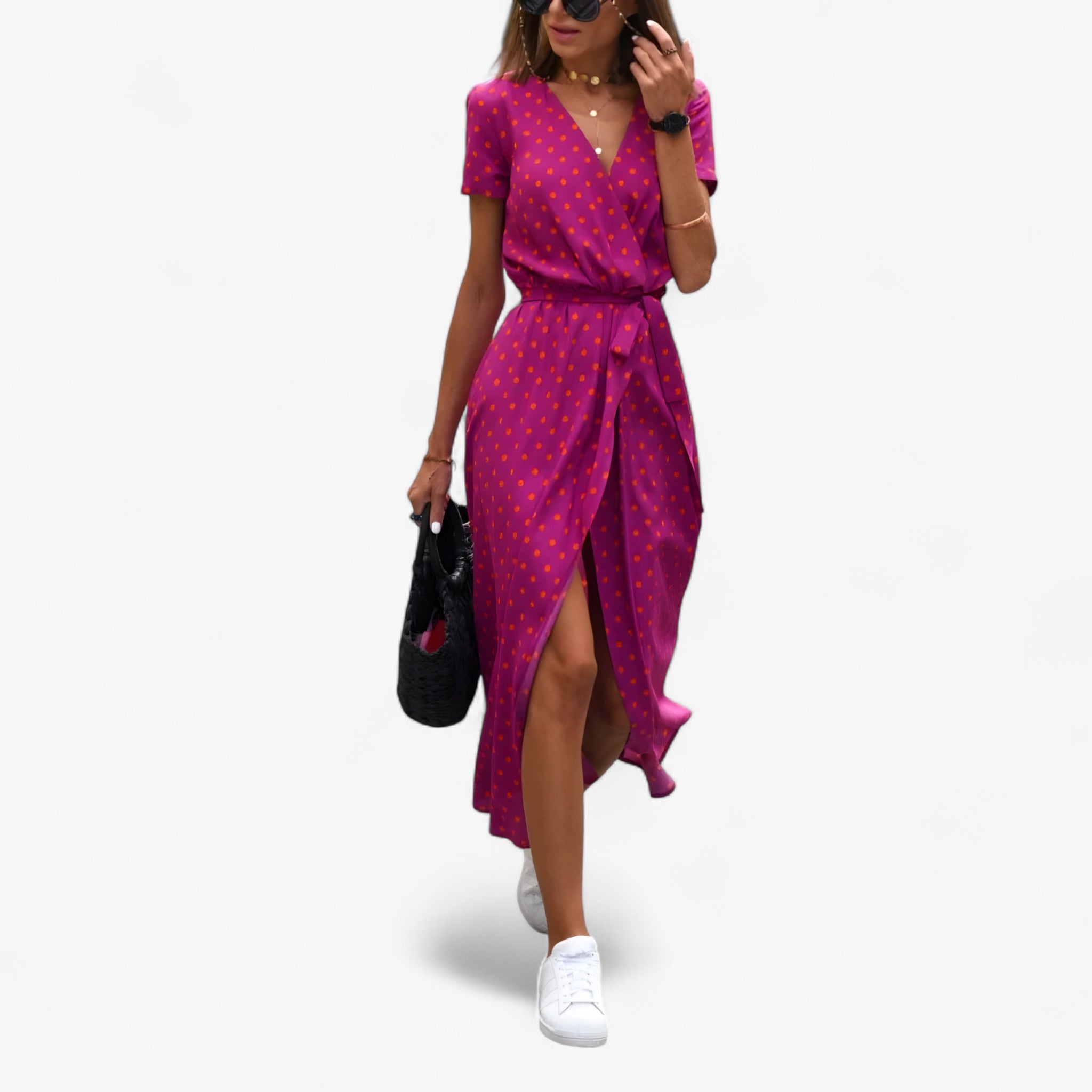 Nery - vestito con scollo a V Donna - Rosa rossa - donna dresses nery scollo vestito - Concept Palermo
