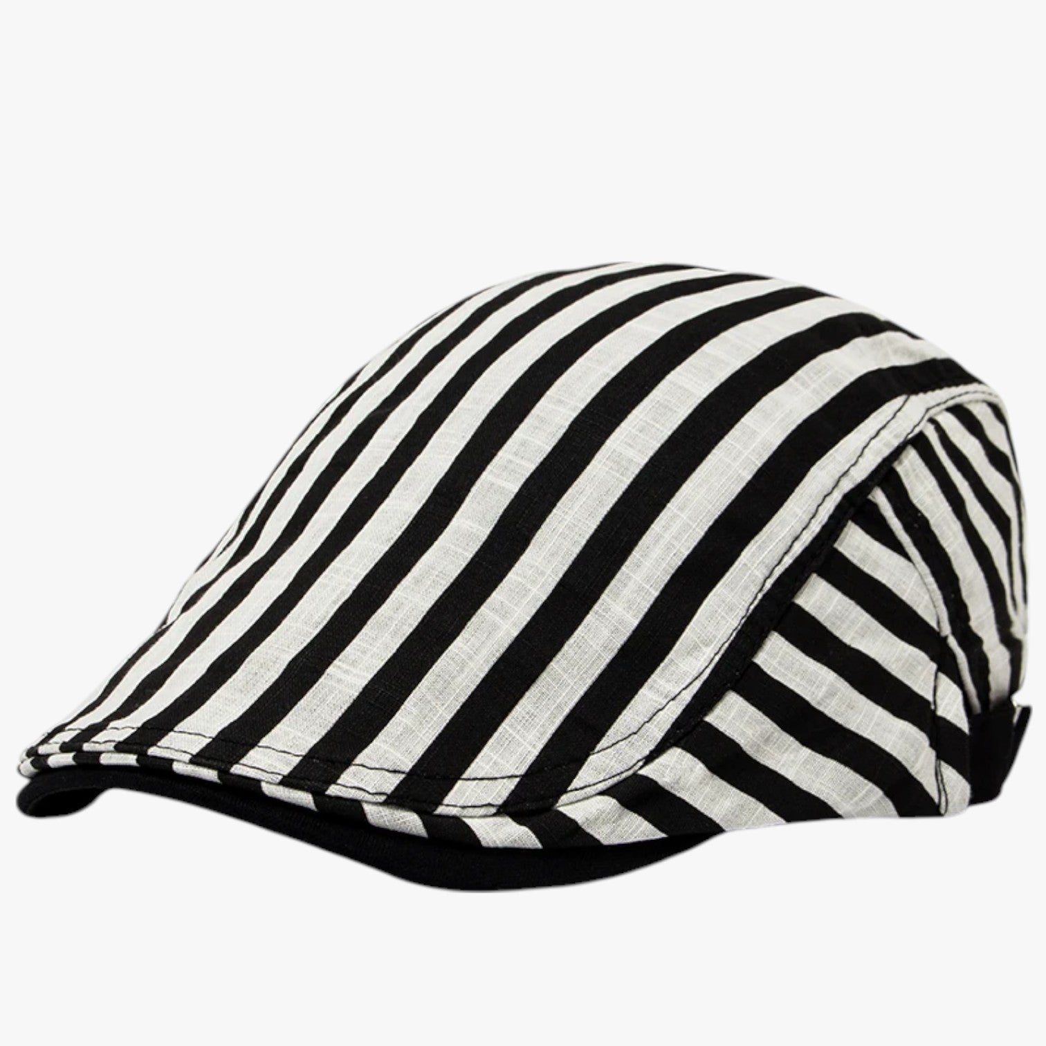 Berretto Estivo Uomo Vintage in Cotone e Lino Traspirante - Stripes White Adjustable 54-59 cm - berretto berretto estivo caps cotone estivo lino men's hat mens cap uomo vintage - Concept Palermo