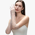 Guanti da Sposa in Tulle con Perline Raffinatezza Lunga e Leggera Rosso Uomo