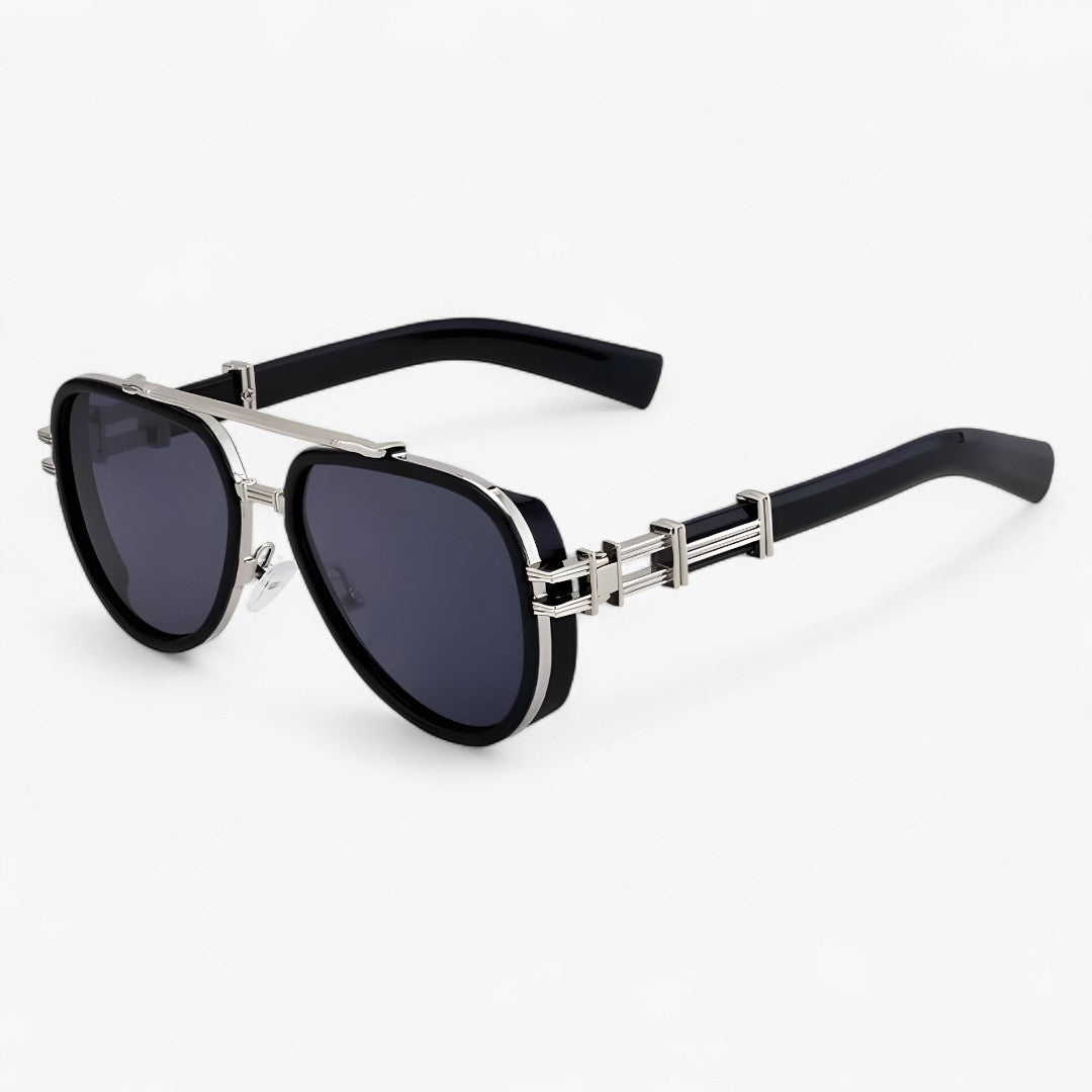 Occhiali da sole vintage in metallo stile designer Uomo - NeroArgentoGrigio - designer Fashion Sunglasses men sunglasses polarized mens sunglasses metallo occhiali occhiali sole Polarized man sunglasses sole stile sunglasses sunglasses polarized men uomo - Concept Palermo