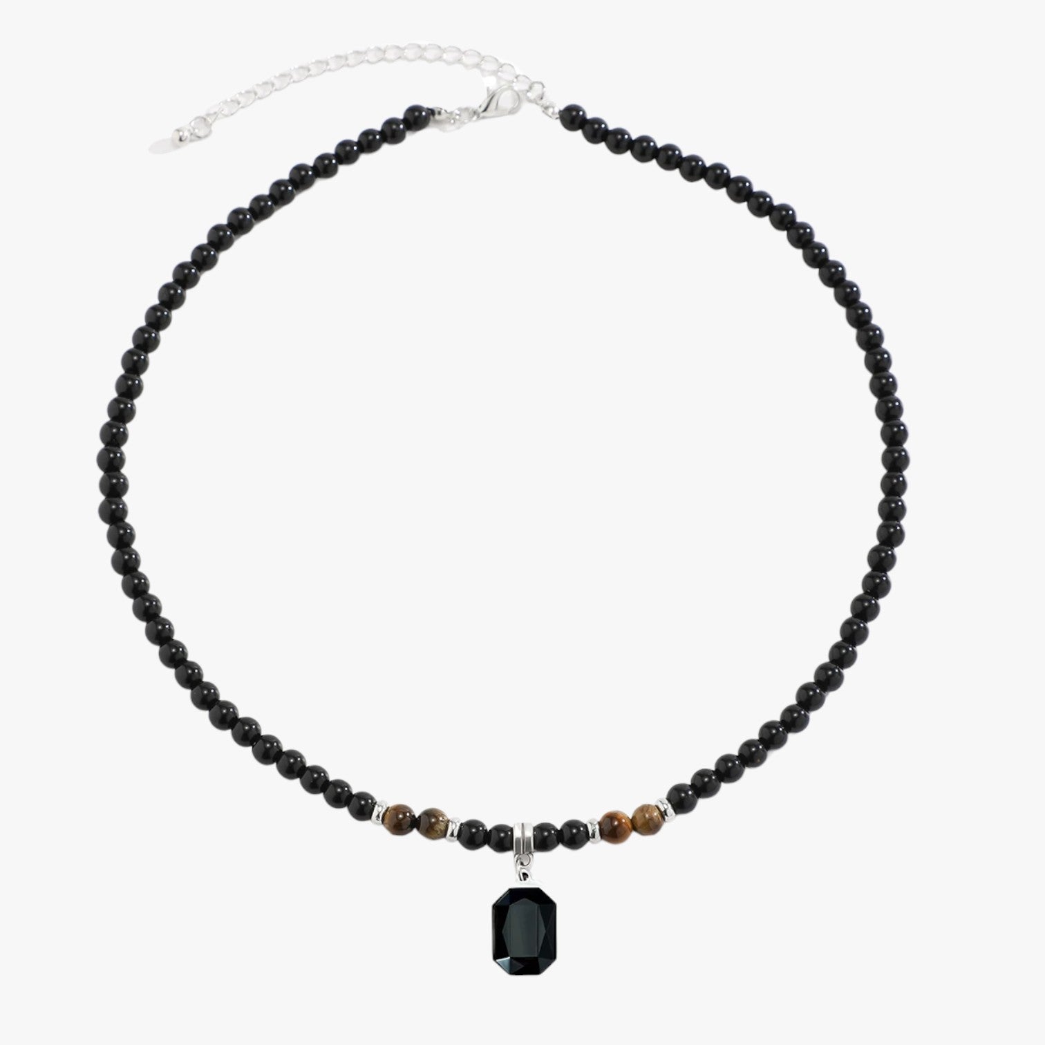 Stile audace al collo – Collana con perline nere e ciondolo quadrato per uomo Pelle Lana - - audace ciondolo collana collo jewelry lana Mens fashion necklace necklace for men nere pelle - Concept Palermo