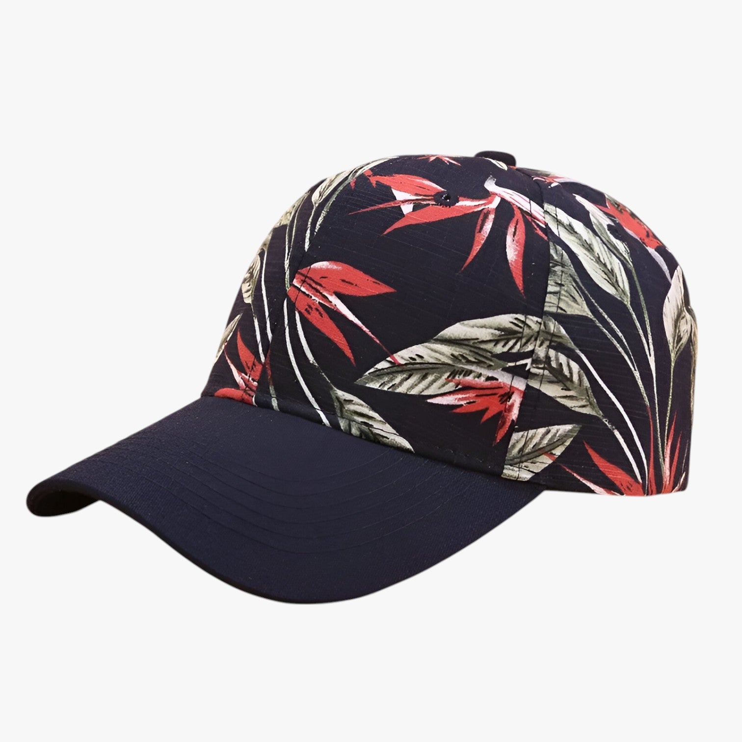 Cappellino da baseball in cotone con stampa a foglie e visiera parasole Uomo - Blu Navy Regolabile - baseball Baseball caps cappellino cappellino baseball caps cotone foglie men's hat mens cap parasole stampa - Concept Palermo