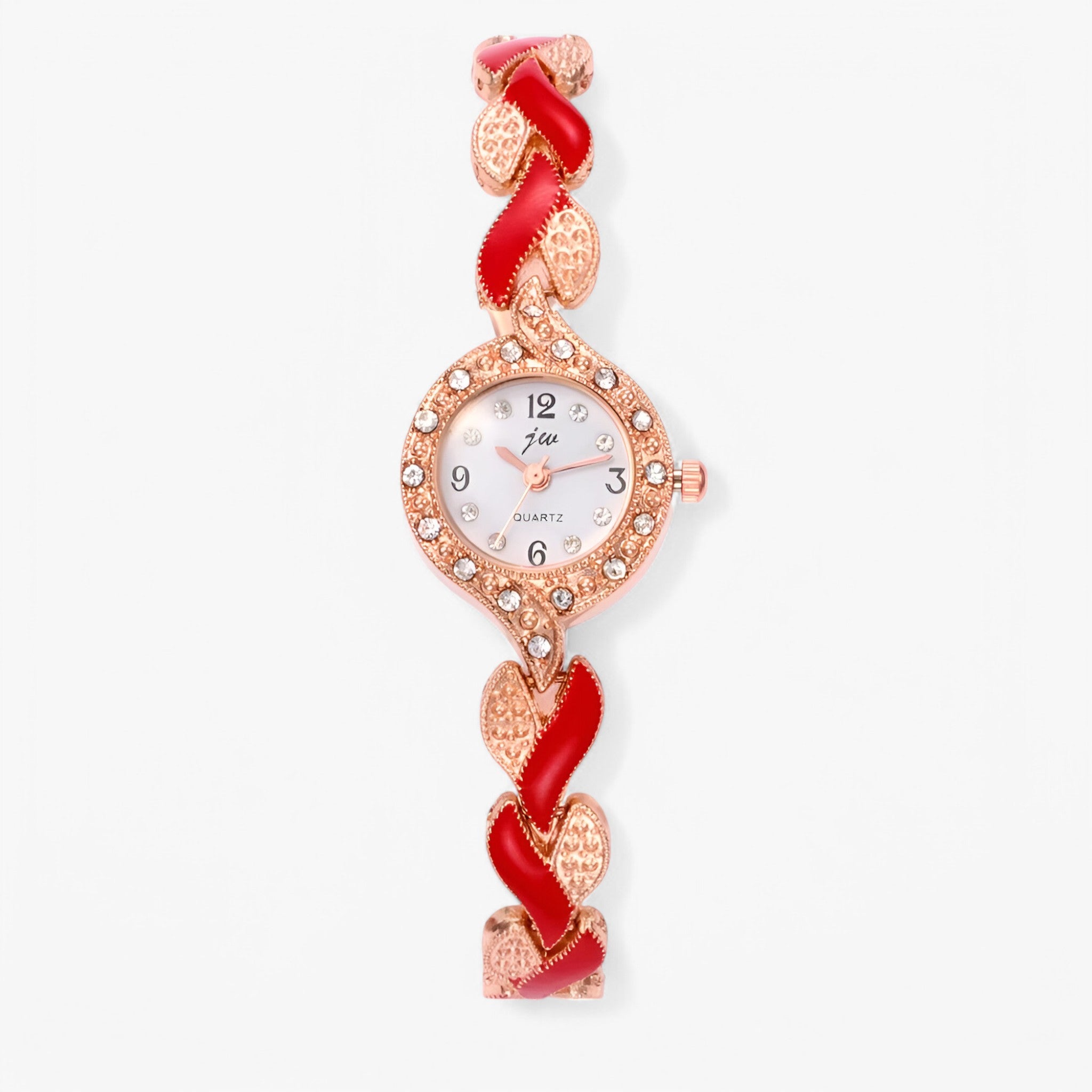 Orologio da donna in acciaio con strass e movimento al quarzo - Rosso - accessoires acciaio donna horloges movimento orologio orologio donna quarzo strass watches - Concept Palermo