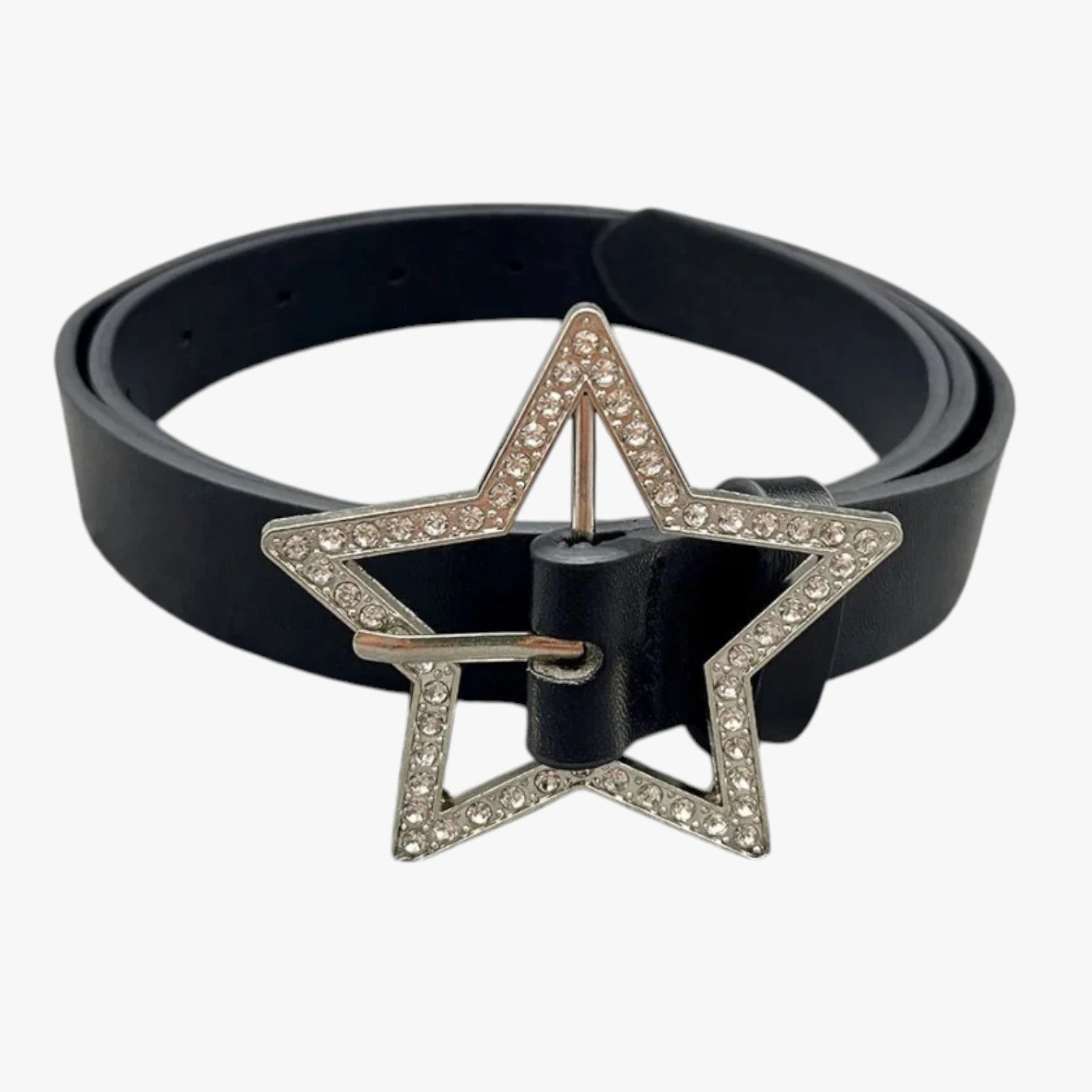 Cintura rosa in pelle con fibbia retrò e diamanti scintillanti - nero - Belts cintura cintura pelle diamanti fibbia pelle retr scintillanti waist belt for women Womens belt - Concept Palermo