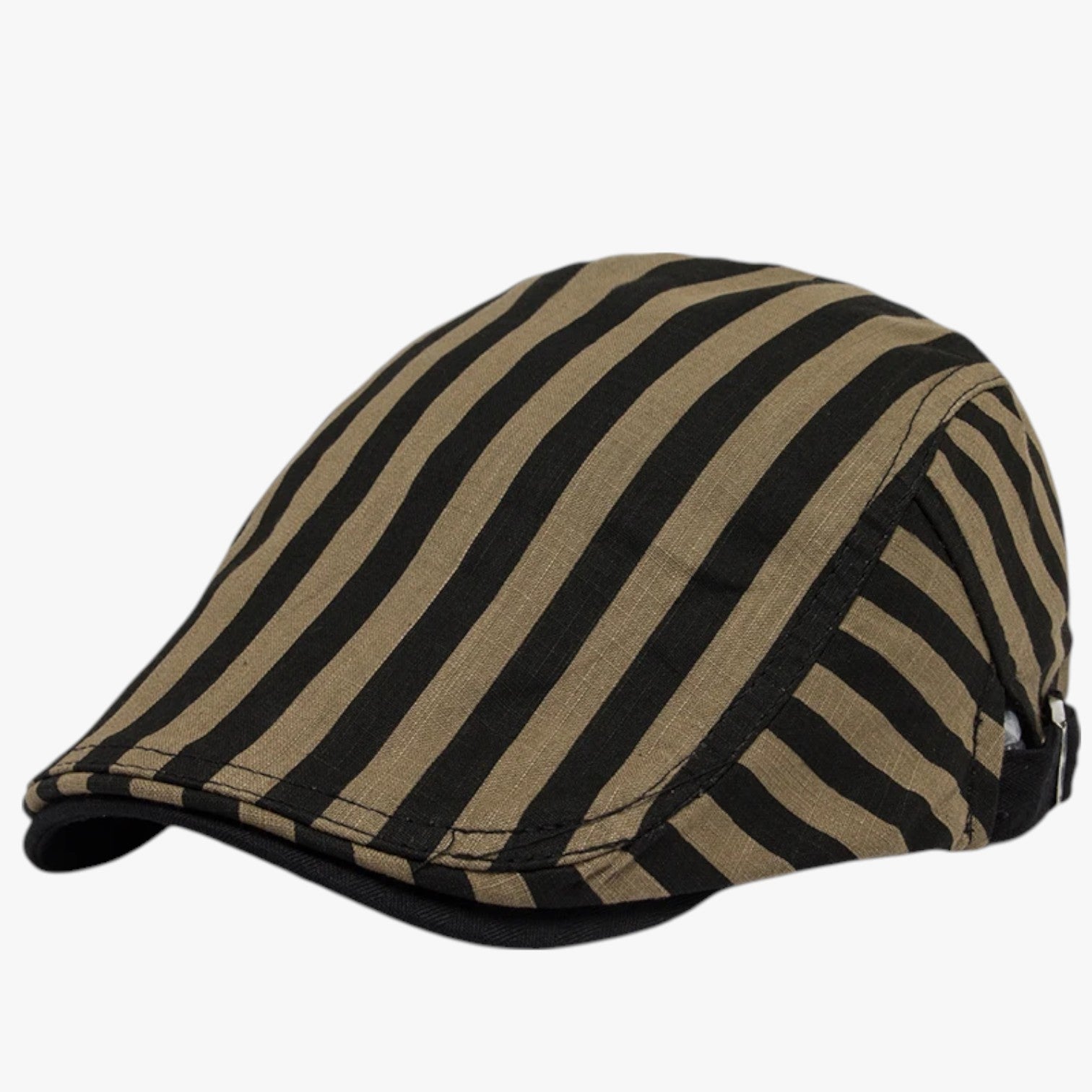 Berretto Estivo Uomo Vintage in Cotone e Lino Traspirante - Stripes Dark khaki Adjustable 54-59 cm - berretto berretto estivo caps cotone estivo lino men's hat mens cap uomo vintage - Concept Palermo