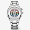 Reloj retro de hombre en acero inoxidable plateado - Estilo vintage elegante