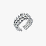 E Unica - handgemaakte geometrische zilveren ring met drie lagen