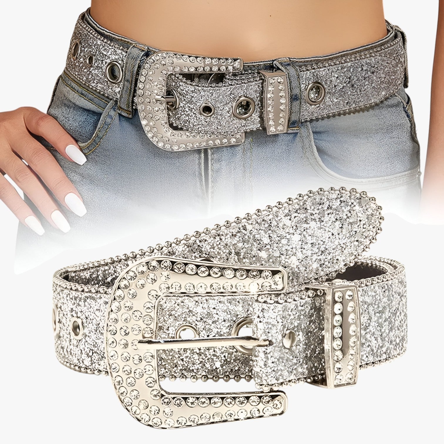 Cintura in pelle luccicante alla moda con borchie Donna - - alla belt buckle women belts borchie cintura cintura pelle donna luccicante moda pelle waist belt for women Womens belt - Concept Palermo