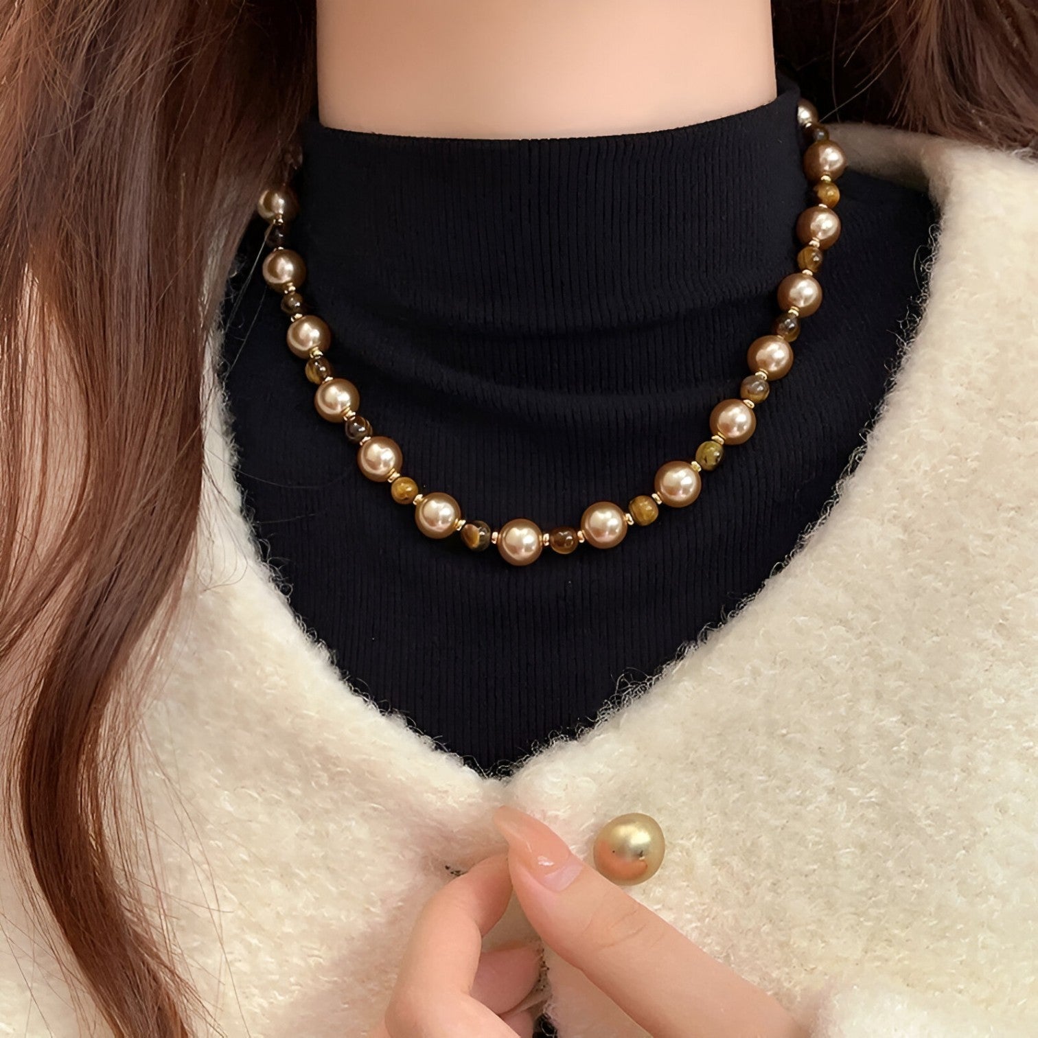 Collana in occhio di tigre per un look raffinato Lana Donna - - collana collana occhio donna Fashion Necklaces jewelry lana look Necklace Necklaces for Women occhio raffinato - Concept Palermo