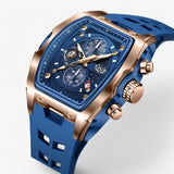 Luxe sporthorloge voor heren van zwart siliconen met chronograaf