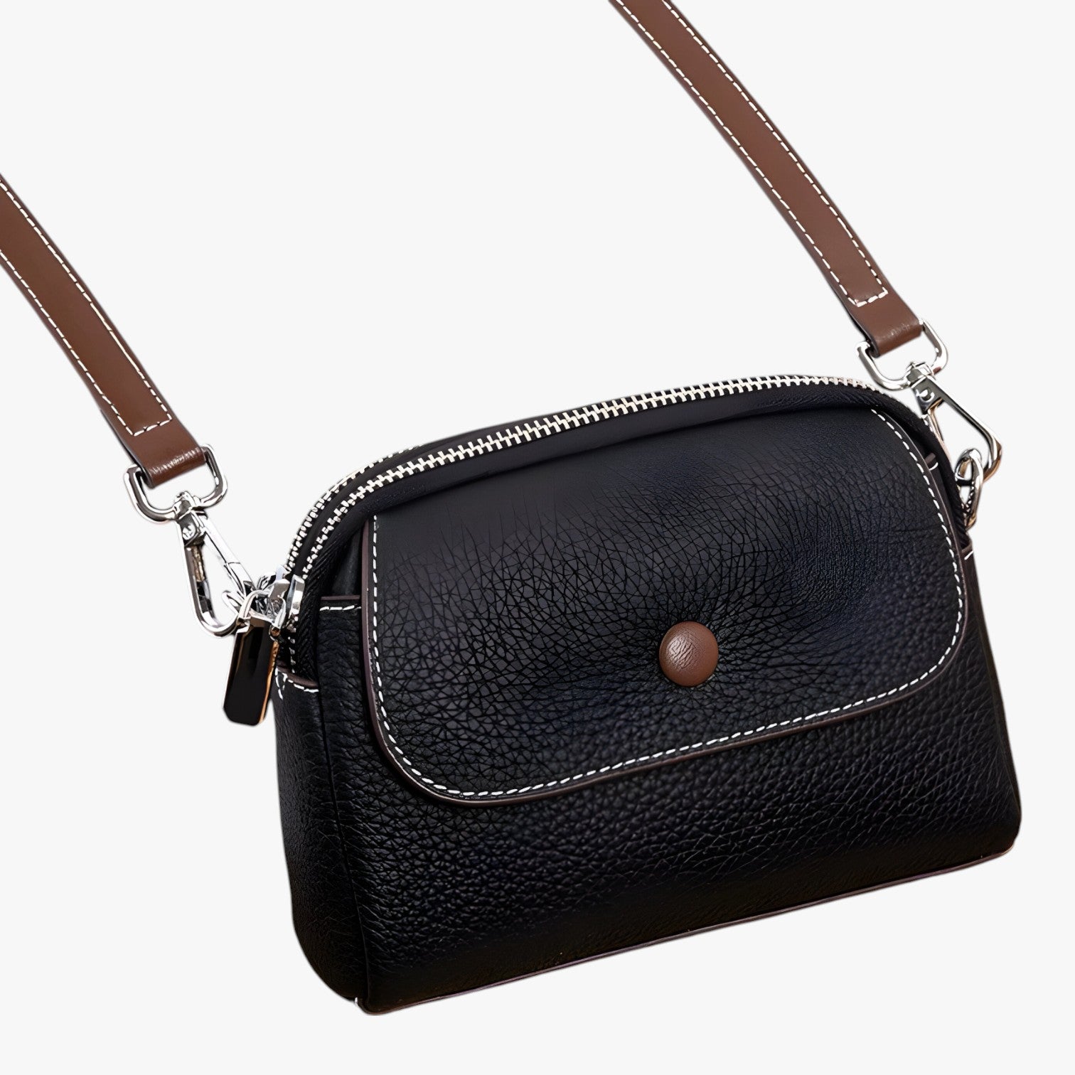 Borsa a Spalla Donna Grande in Pelle Sintetica Nera con Manici Regolabili - Nero - alla bag Bags borsa borsa spalla capiente donna moda Shoulder Bags spalla women bag women bags - Concept Palermo