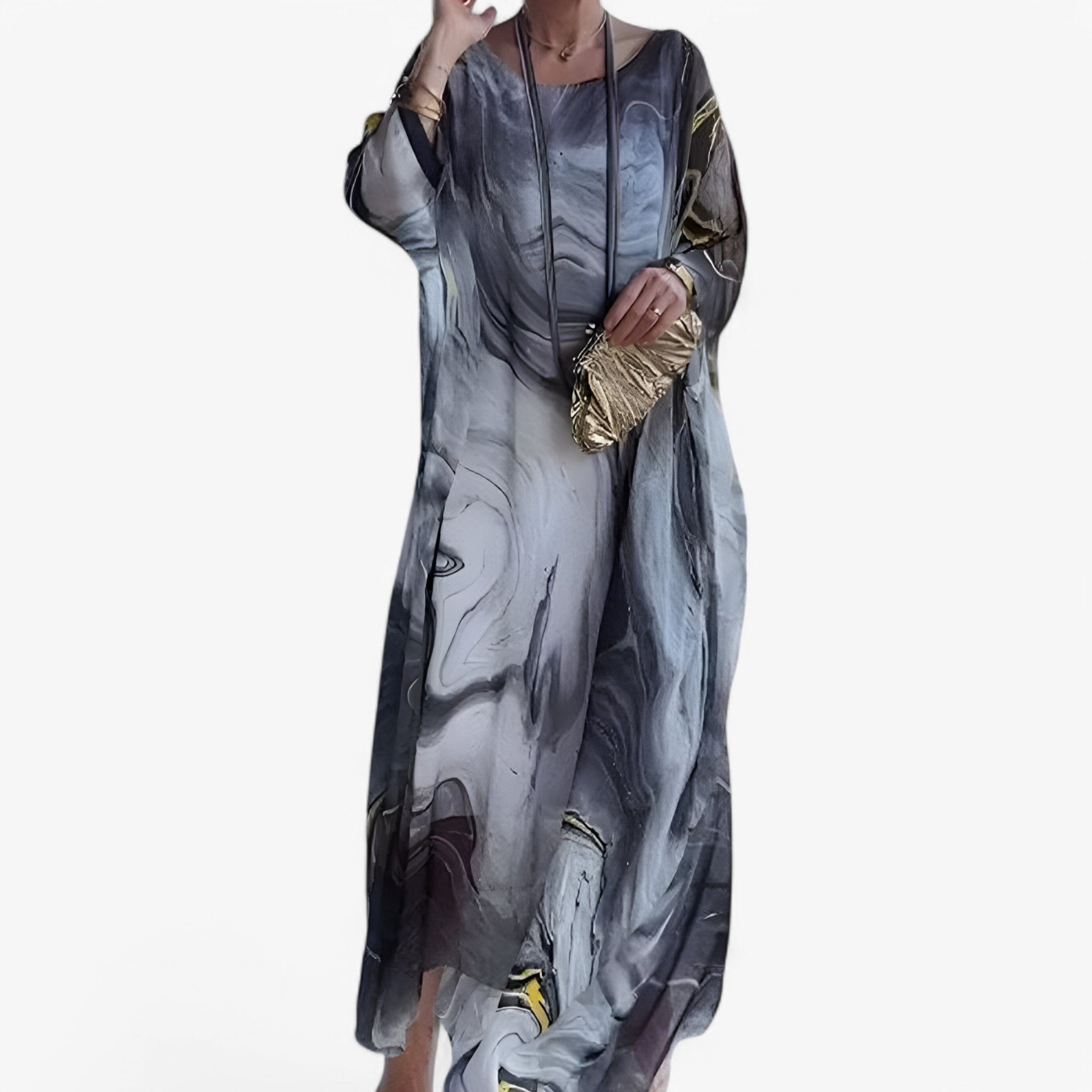Maxi Abito Donna Effetto Marmo Elegante - Vestito Lungo Estivo Unico - - abito abito marmo donna dresses marmo new - Concept Palermo