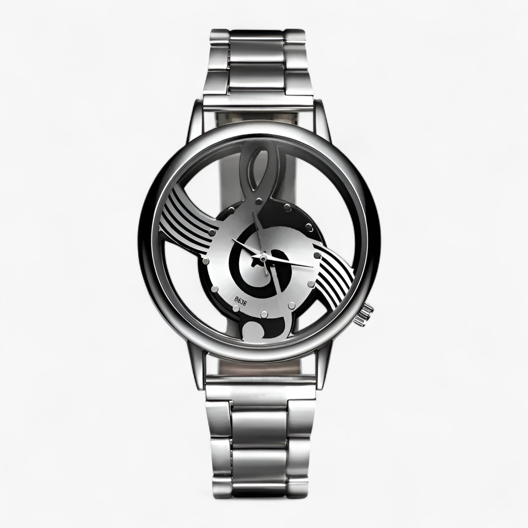 Orologio musicale alla moda con cinturino in pelle - Argento - alla cinturino female watch moda musicale orologio orologio musicale pelle watch for women watches - Concept Palermo