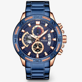 Orologio Cronografo di Lusso in Acciaio Inossidabile - rosa blu - accessoires acciaio cronografo horloges inossidabile Linen orologio orologio cronografo Unisex watches - Concept Palermo