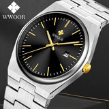 WWOOR Topmerk VJ32 Quartz Beweging Horloge voor Heren 316L Roestvrij Stalen Zakelijk Horloge Waterdicht Lumineuze Herenhorloges