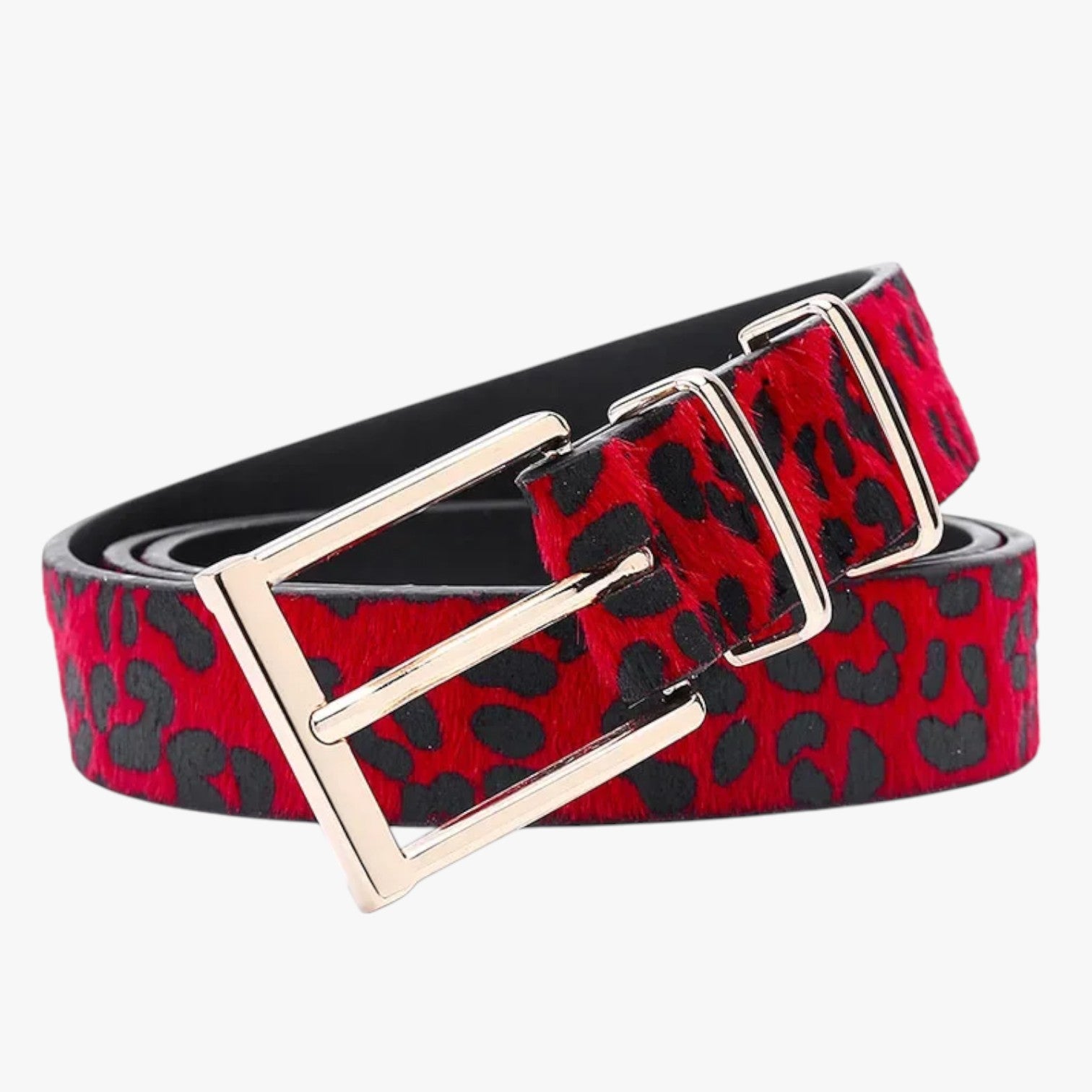 Cintura Donna in Vera Pelle Leopardata con Fibbia Elegante - Rosso - Belts cintura cintura pelle fibbia leopardata pelle waist belt for women Womens belt - Concept Palermo