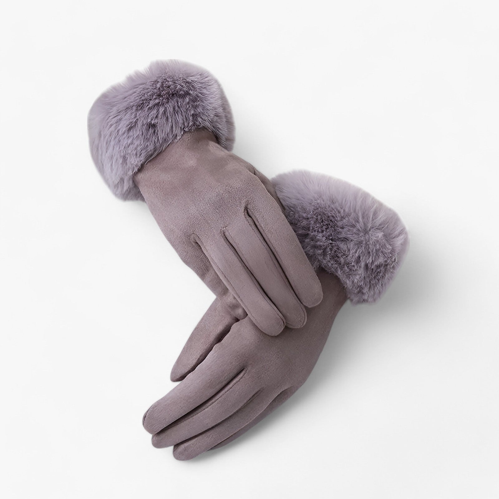 Guanti Touchscreen in camoscio caldo con pelliccia sintetica Uomo - Grigio chiaro Taglia unica - caldo camoscio gloves gloves & mittens guanti guanti touchscreen pelliccia sintetica touchscreen winter gloves womens fasion - Concept Palermo