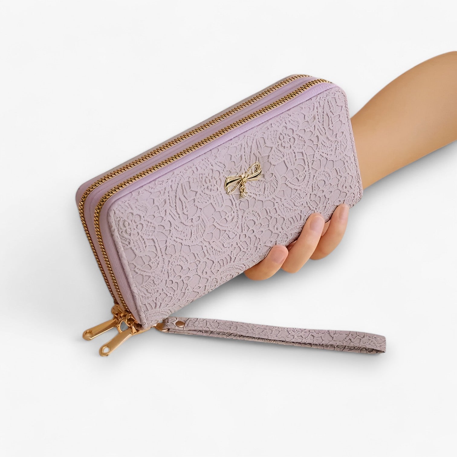 E Capiente con Rilievi in Pizzo - Grigio Chiaro - capiente capiente rilievi pizzo rilievi wallet wallets womens wallet - Concept Palermo