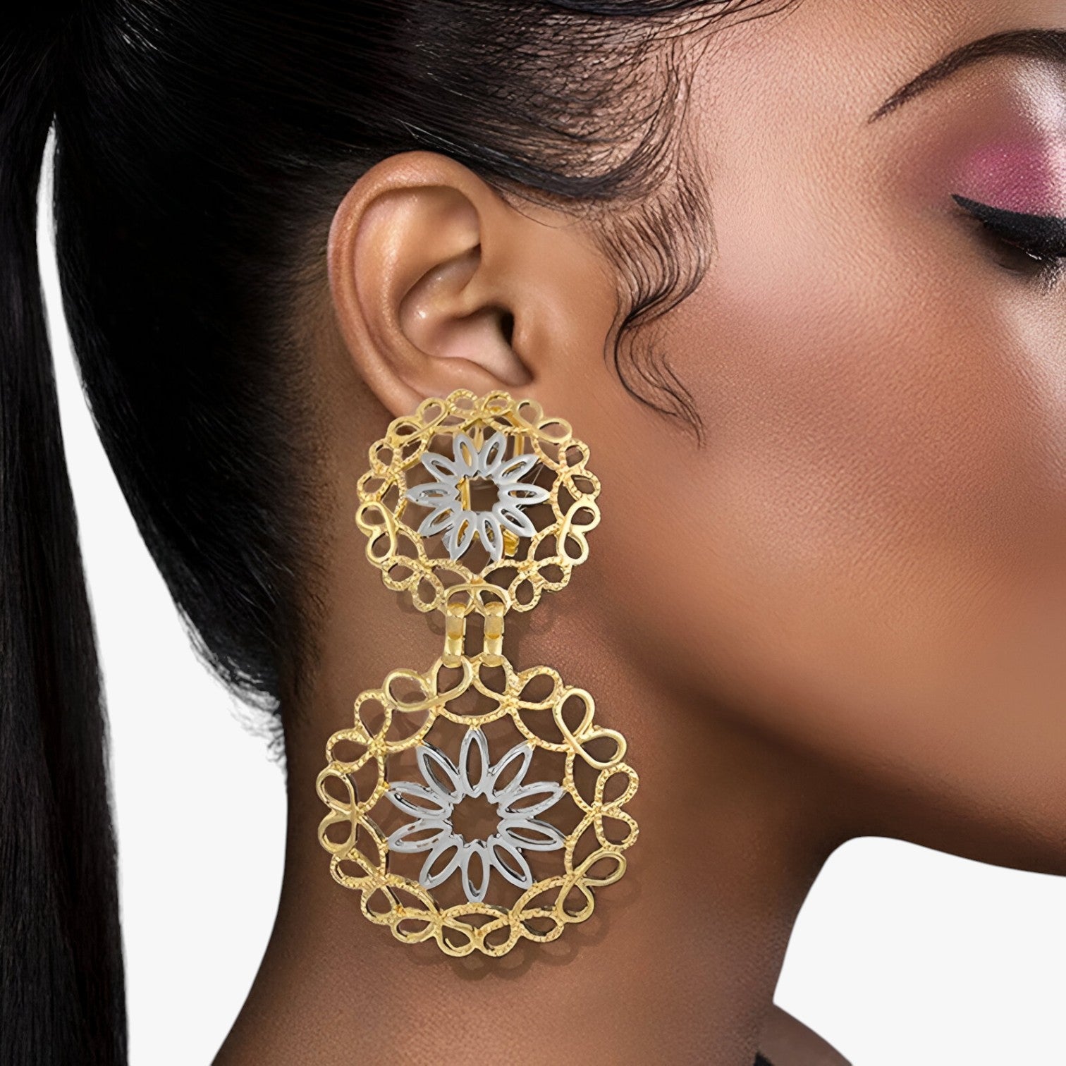 Orecchini a Goccia da Donna Eleganti in Argento 925 con Zirconi Bianchi - Doppio Rame - donna EARRINGS Earrings for Women Girls goccia jewelry New Fashion Earrings orecchini orecchini donna womens earring - Concept Palermo