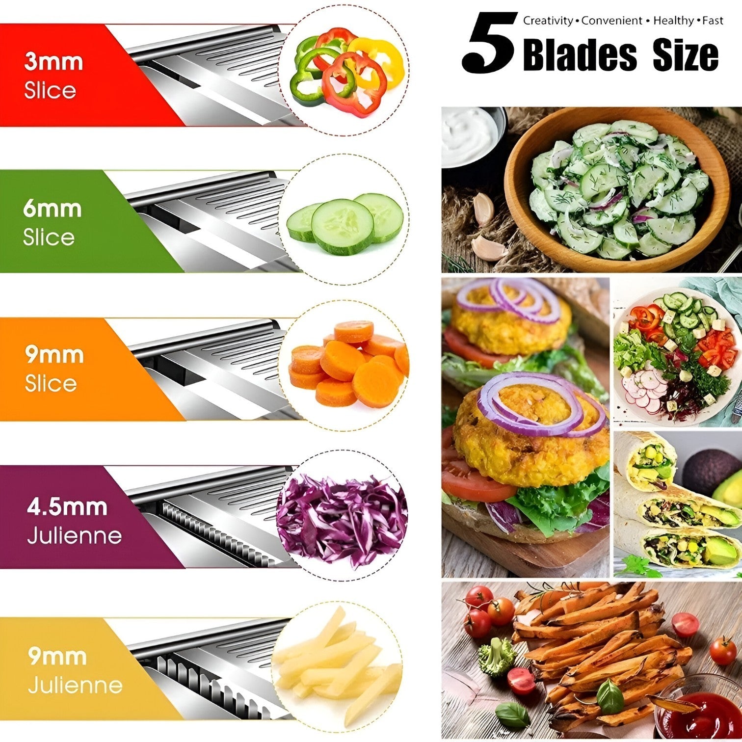 Mandolina Regolabile in Acciaio Inossidabile – Affettare Verdure Velocemente e in Sicurezza - - acciaio affettare inossidabile Kitchen kitchen & dining kitchen accessory kitchen tools mandolina mandolina regolabile regolabile sicurezza - Concept Palermo