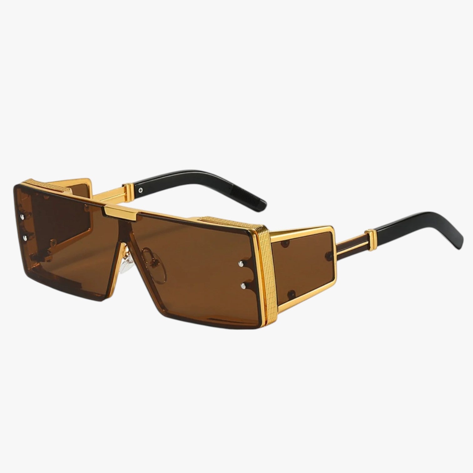 Occhiali da sole futuristici in metallo quadrato Uomo - Marrone - Fashion Sunglasses futuristici mens sunglasses metallo occhiali occhiali sole quadrato sole sunglasses uomo - Concept Palermo