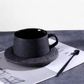 Set de café de cerámica satinada de lujo con platillo y cuchara